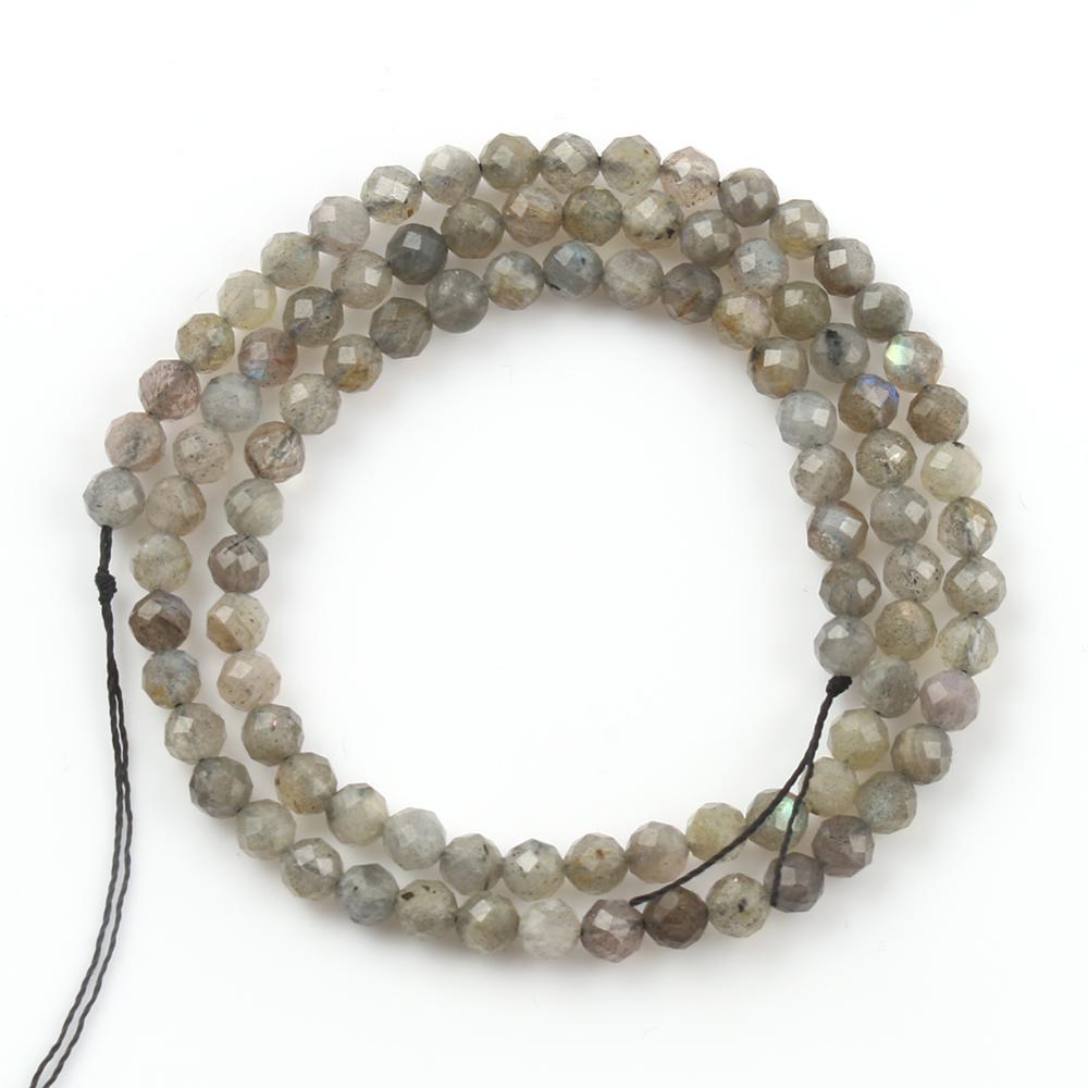 Natural Faceted Grey Labradorite Stone Beads Round Gem Loose Spacer Beads for Jewelry Making DIY Bracelet Accessories 15&#39;&#39;inches - KiwisLove