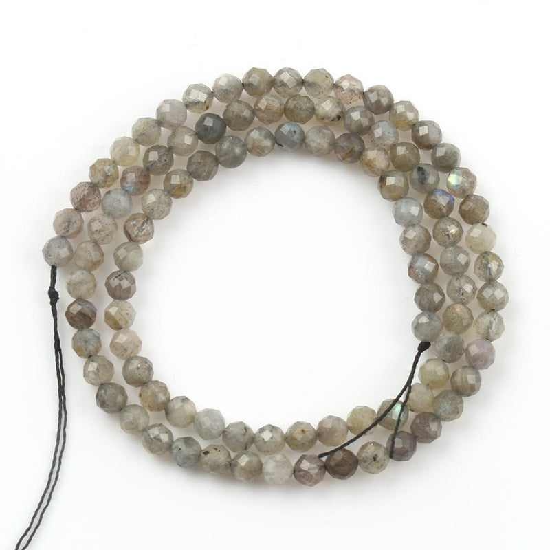 Natural Faceted Grey Labradorite Stone Beads Round Gem Loose Spacer Beads for Jewelry Making DIY Bracelet Accessories 15&#39;&#39;inches