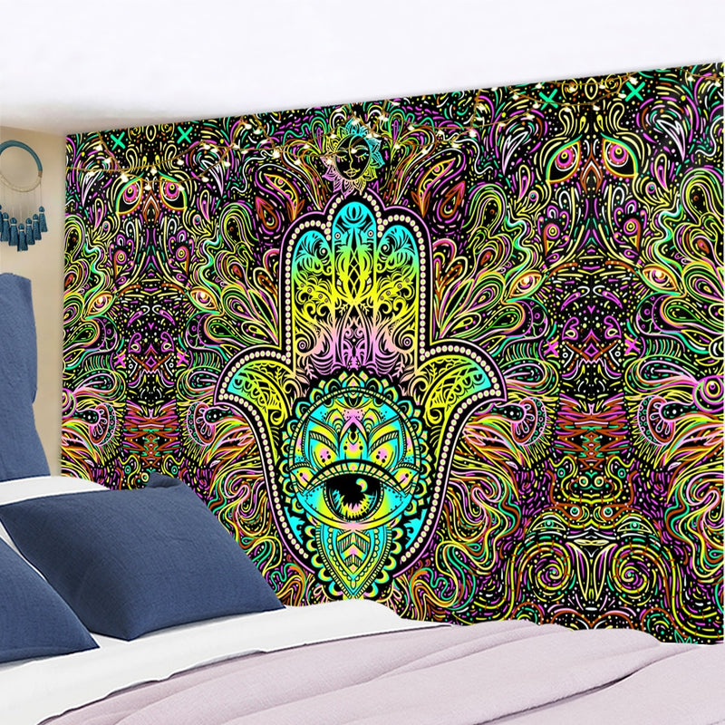 Psychedelic Wall Tapestry Boho Mandala Moon Tapestry Wall Hanging Hippie Sun Tapestry Wall Art Decor for Bedroom Living Room - KiwisLove
