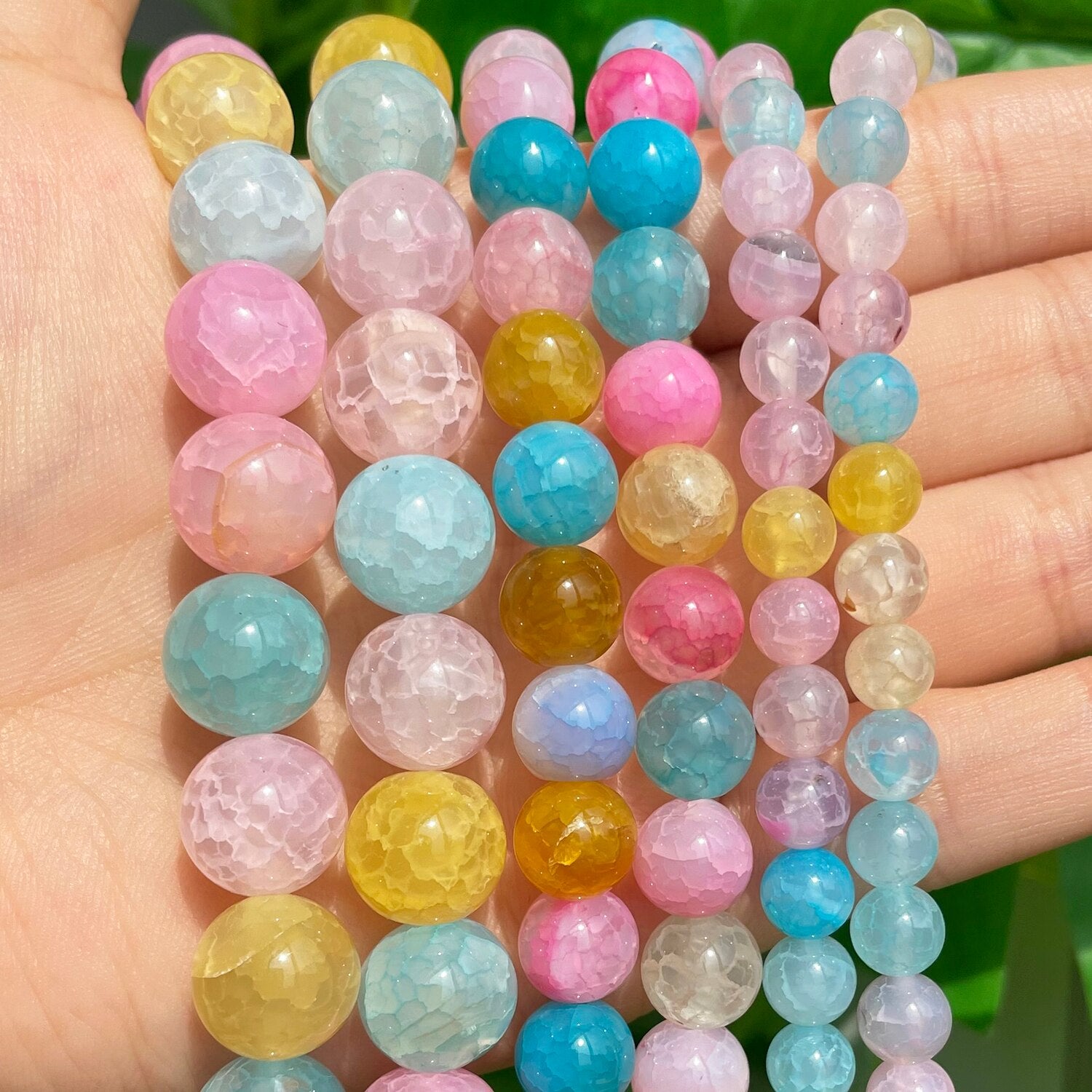 Natural Stone Colorful Morganite Dragon Vein Agates Loose Round Beads For Jewelry DIY Making Bracelet Accessories 15&#39;&#39; 6 8 10mm - KiwisLove
