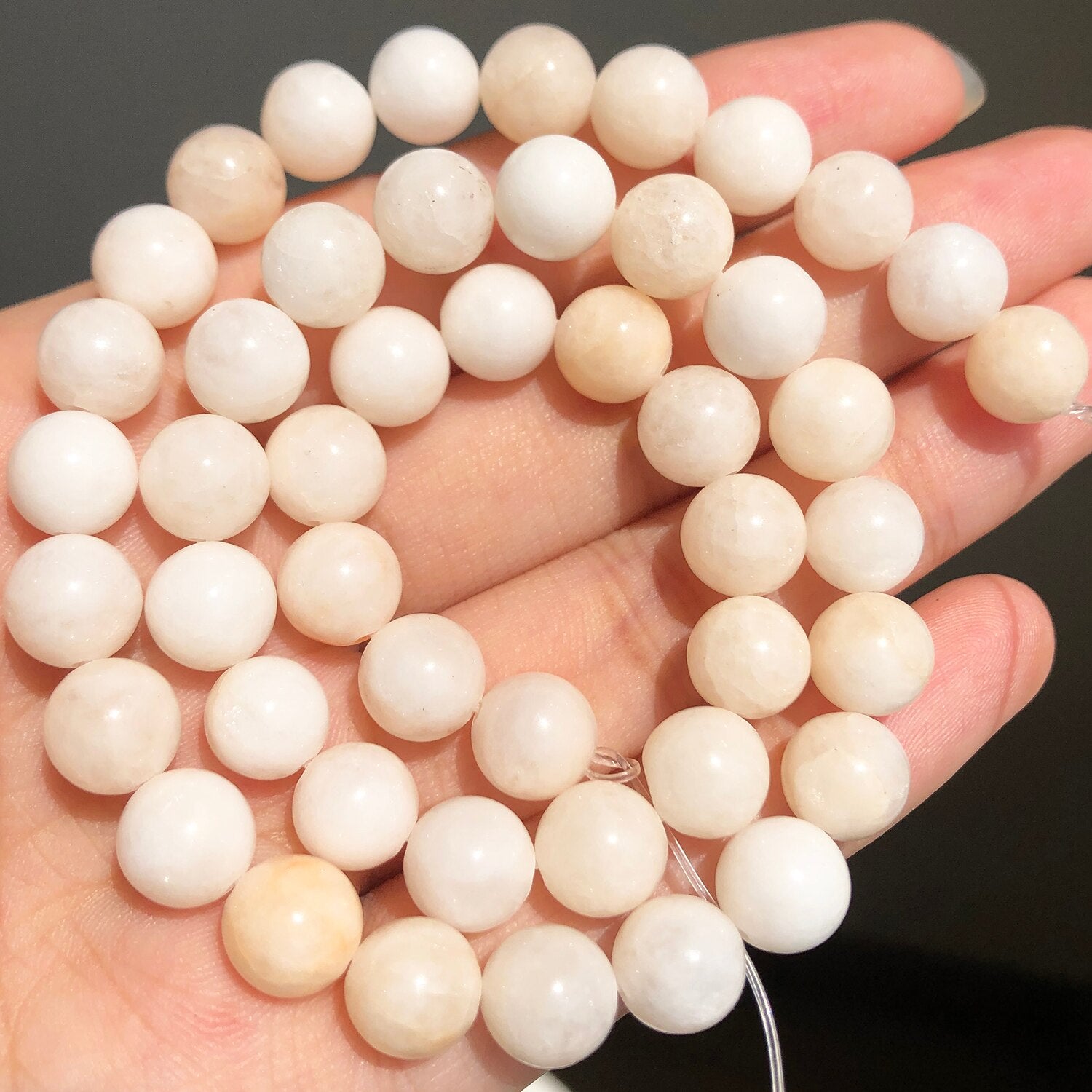 Natural Stone Pink Purple Blue Angelite Morganite Round Beads For Jewelry Jade Beads Making DIY Handmade Bracelet Neckalce 15&#39;&#39; - KiwisLove