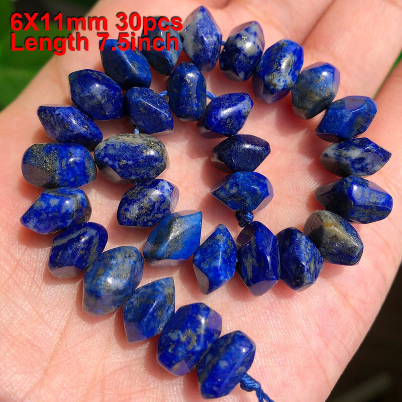 Natural Lapis Lazuli Stone Faceted Column Round Irregular Spacer Beads For Jewelry Making Diy Bracelets Necklace Accessories - KiwisLove