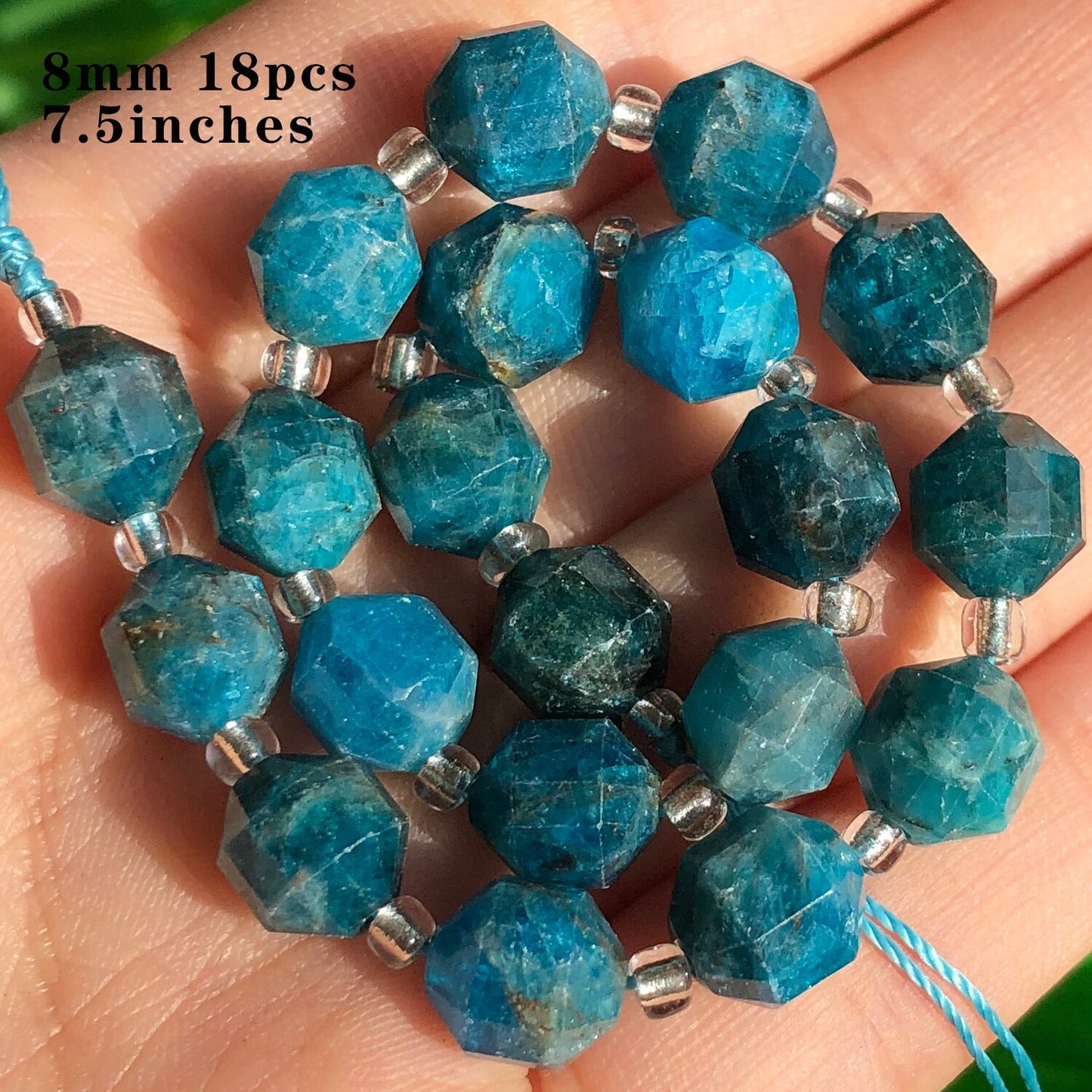Natural Stone Blue Apatite Gem Beads Round Irregular Faceted Rondelle Loose Beads For Jewelry Making Diy Bracelets Accessories - KiwisLove