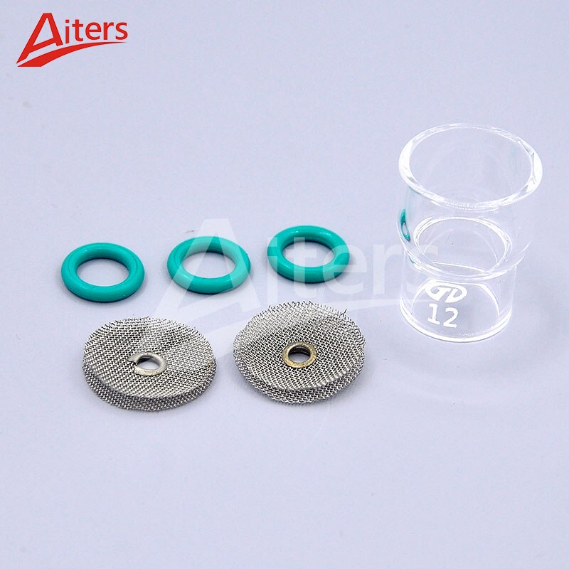 TIG Pyrex Glass Cup 6PCS kit for WP17/18/26 with 12# Glass Cup and Gas Lens Filters O-rings TIG Welding Accessories - KiwisLove