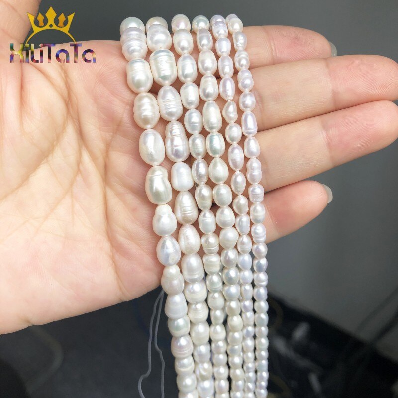 Natural Oval Shape Beads White Freshwater Pearl Beads For Women DIY Making Jewelry Bracelet Accessories 15&quot;4.5-5mm/5.5-6mm/7-8mm - KiwisLove