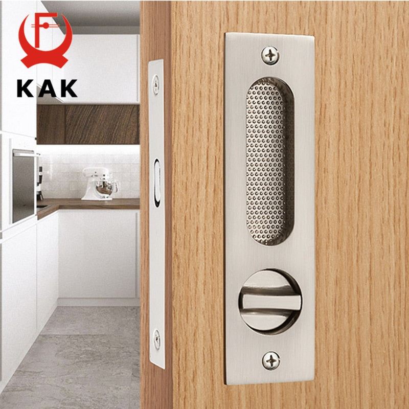 KAK Mute Mortice Sliding Door Lock Hidde Handle Interior Door Pull Lock Modern Anti-theft Room Wood Door Lock Furniture Hardware - KiwisLove