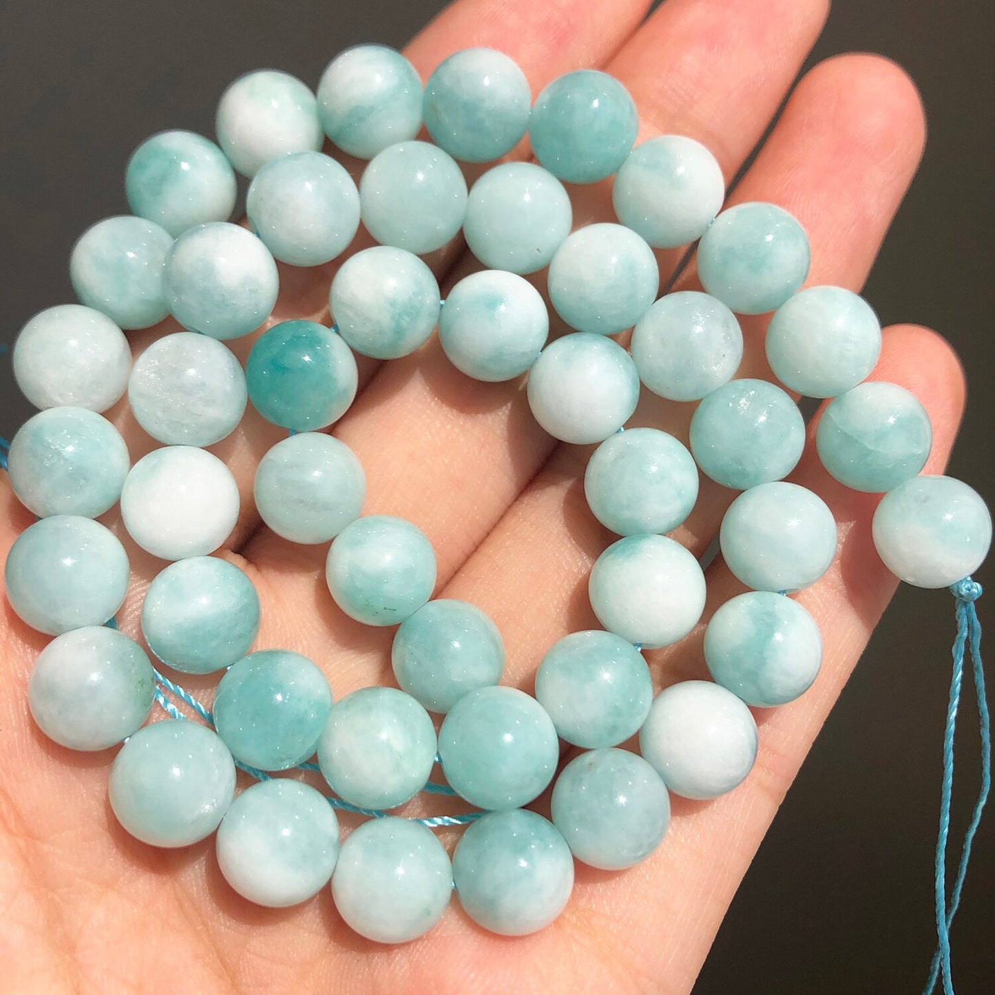 Natural Stone Pink Purple Blue Angelite Morganite Round Beads For Jewelry Jade Beads Making DIY Handmade Bracelet Neckalce 15&#39;&#39; - KiwisLove