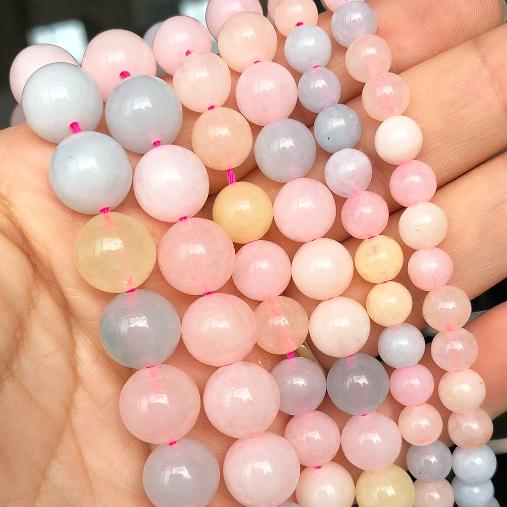 Round Amethysts Morganite Opal Aquamarines Stone Beads 6 8 10mm Loose Spacer Beads for Jewelry Making DIY Bracelet Accessories - KiwisLove
