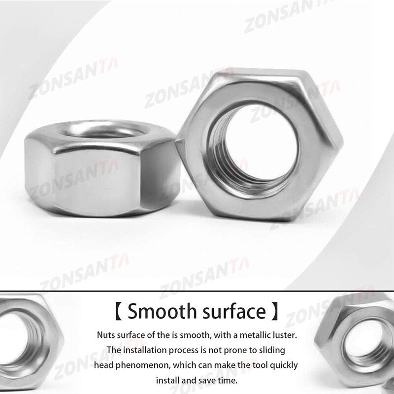 ZONSANTA Hexagon Nuts set M1 M1.2 M1.4 M1.6 M2 M2.5 M3 M3.5 M4 M5 M6 M8 M10 M12 M14 Stainless Steel Hex Nuts Assortment Kit - KiwisLove