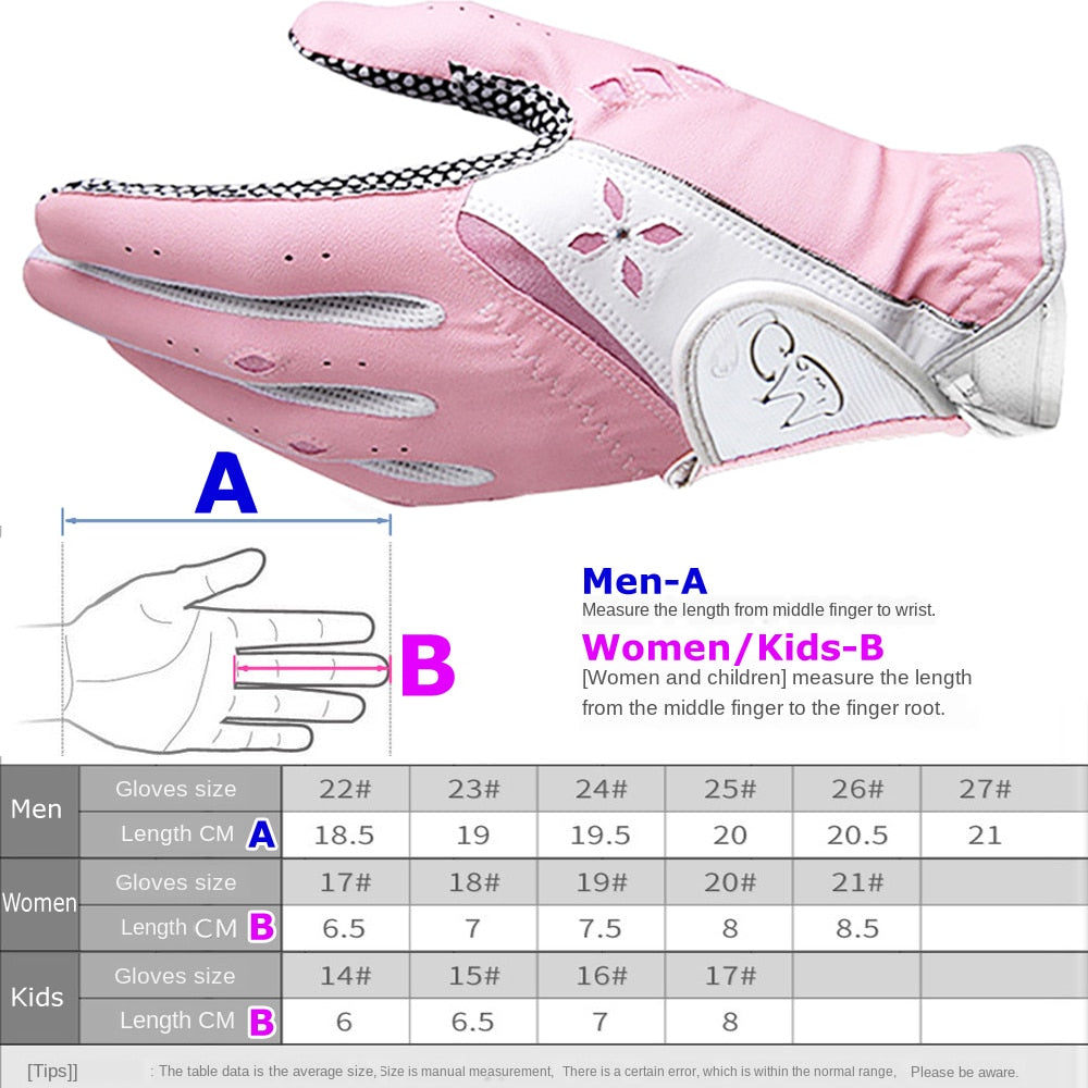 2pcs PGM Women Golf Gloves Top Soft Breathable PU Leather Golf with Non-Slip Particle Outdoor Sports Wholesale Golf Accessories - KiwisLove