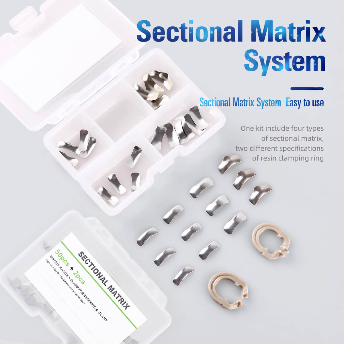 Dental Sectional Contoured Metal Matrice Matrix Refill Kit Resin Clamping Ring Dental Forceps Diamond Wedge Autoclavable - KiwisLove