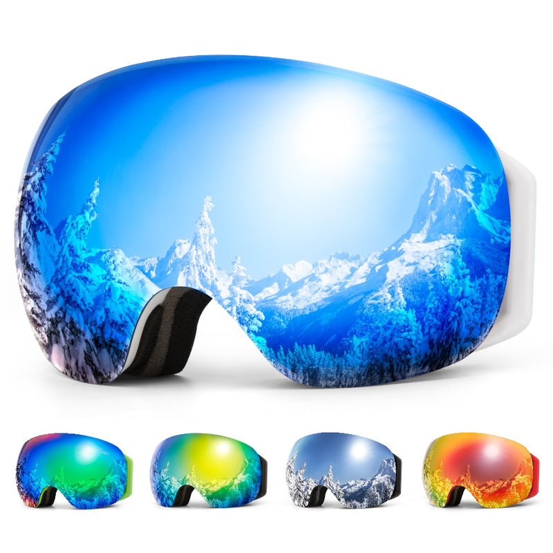 COPOZZ Frameless Ski Goggles With Snow Mask Men Women Snowboard Goggle Magnetic UV400 Eye Protection Anti fog Skiing Glasses - KiwisLove