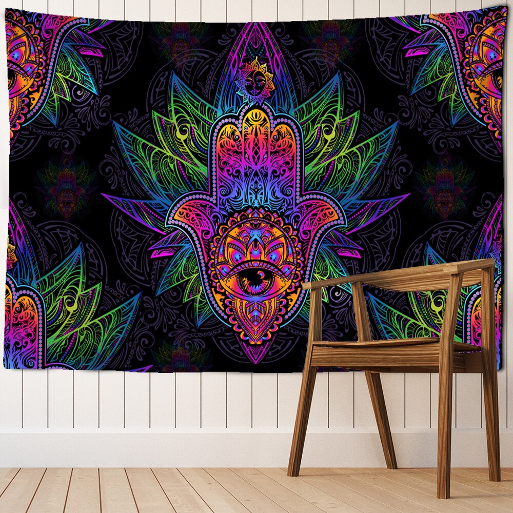 Sun Print Tapestry Wall Hanging Family Bedroom Decorated With Mysterious Bohemian Tarot Magic Indian Witchcraft Wallpaper - KiwisLove