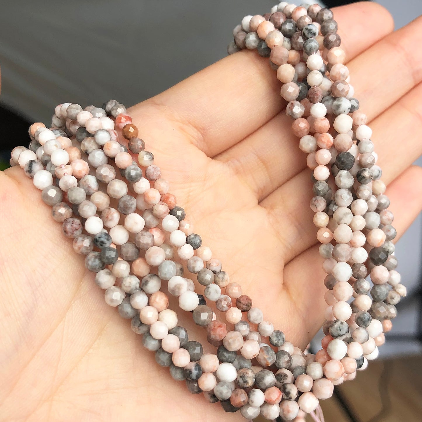 Natural Stone Faceted Pink Zebra Jaspers Spacer Beads for Jewelry DIY 3 4mm Small Round Beads Making Bracelet Accessories 15&#39;&#39; - KiwisLove