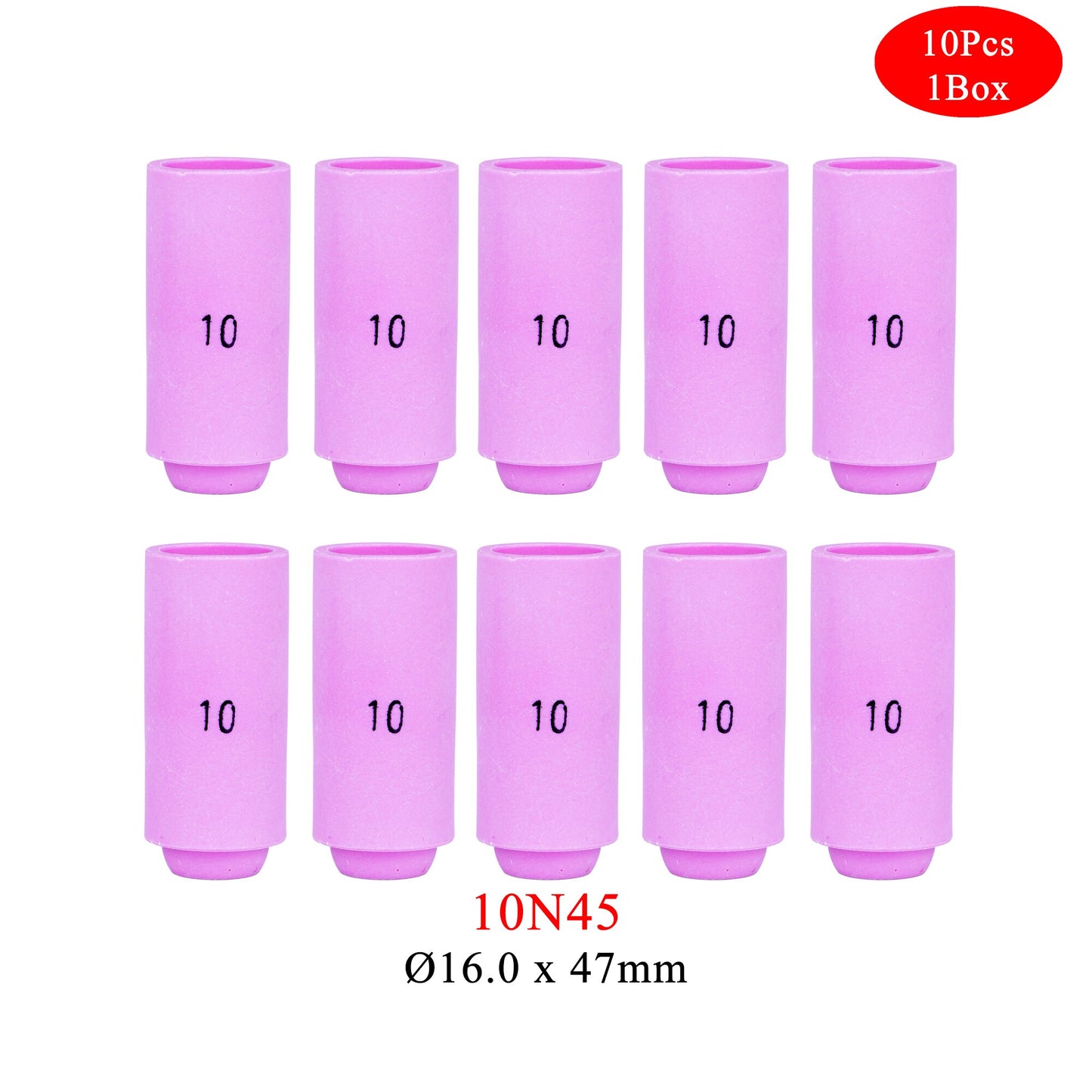 10Pcs Per Box 50mm 10N44 47mm 10N45 10N46 10N47 10N48 10N49 10N50 Alumina Nozzles For TIG WP17 18 26 Welding Torch Accessories - KiwisLove