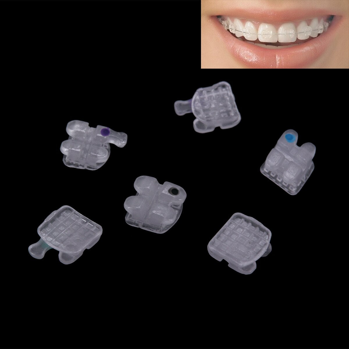AZDENT Dental Orthodontic Ceramic Brackets Braces Mesh Base MBT/Roth 022/018 345 Hooks - KiwisLove
