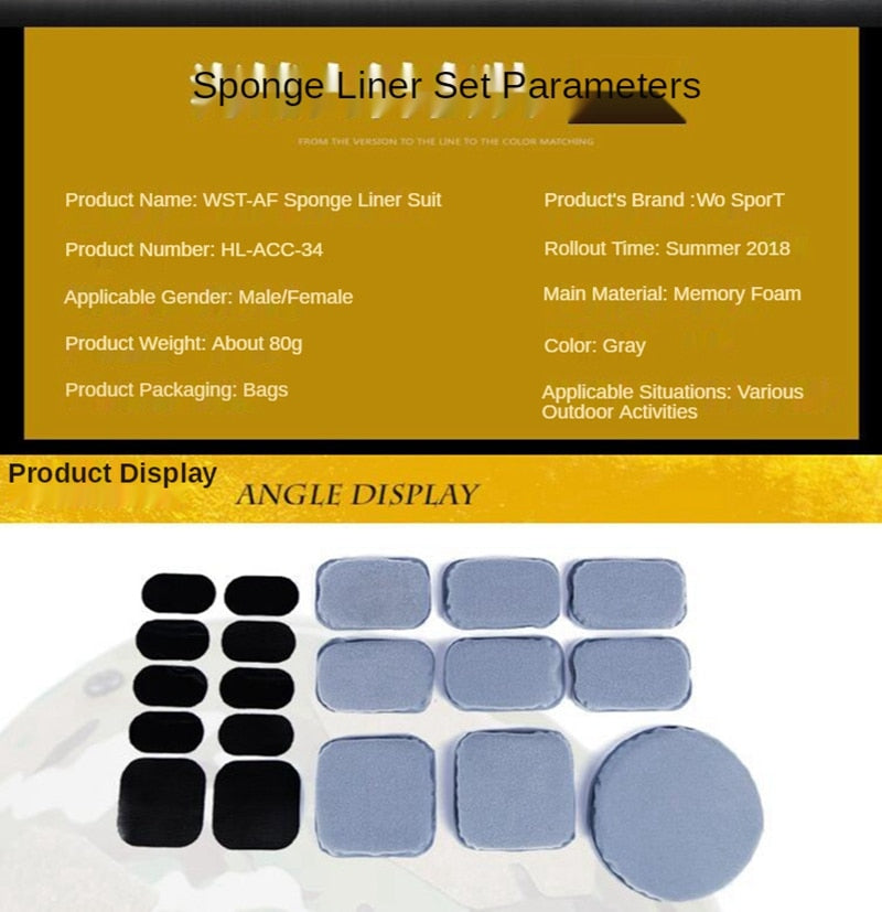 Combat Paintball Airsoft Helmet Pads Universal Foam Soft Cushion Protective 19Pcs/set - KiwisLove