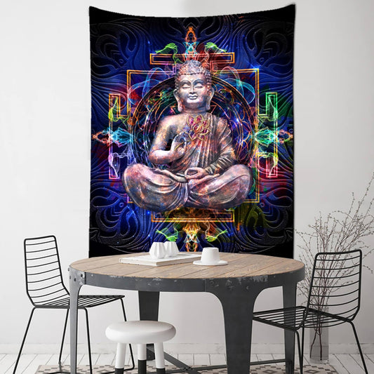 Psychedelic Indian Buddha Tapestry Wall Hanging Bohemian Religious Belief Tarot Card Hippie Mandala Home Decor - KiwisLove