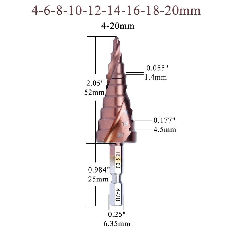 M35 5% Cobalt HSS Step Drill Bit HSS CO HSSCO High-Speed Steel Cone Hex Shank Metal Drill Bits Tool Set Hole Cutter For Stainles - KiwisLove