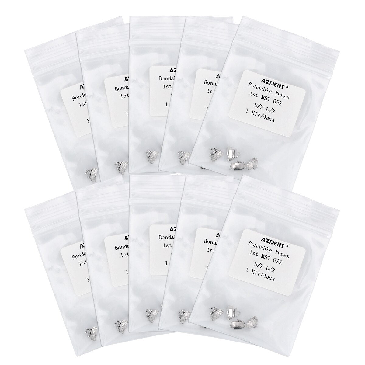 10 Packs  AZDENT Dental Orthodontic Bondable Non-Con Mesh Base Buccal Tube 1st Molar Roth / MBT 022 - KiwisLove