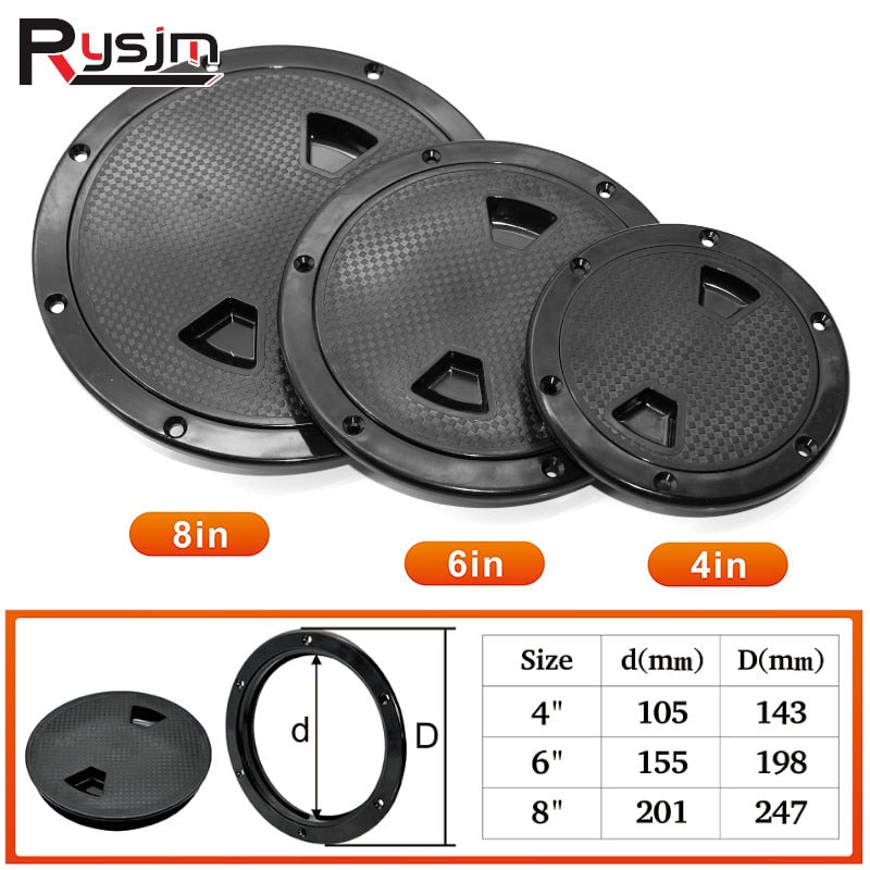 8 Inch 6 Inch 4 Inch Access Hatch Round Inspection Hatch Cover Non-slip Marine Screw Out Twist Out Deck Plate Hatch Black/White - KiwisLove