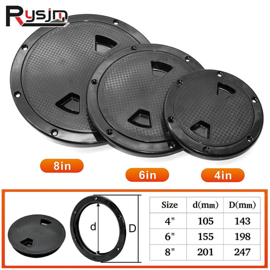 8 Inch 6 Inch 4 Inch Access Hatch Round Inspection Hatch Cover Non-slip Marine Screw Out Twist Out Deck Plate Hatch Black/White - KiwisLove