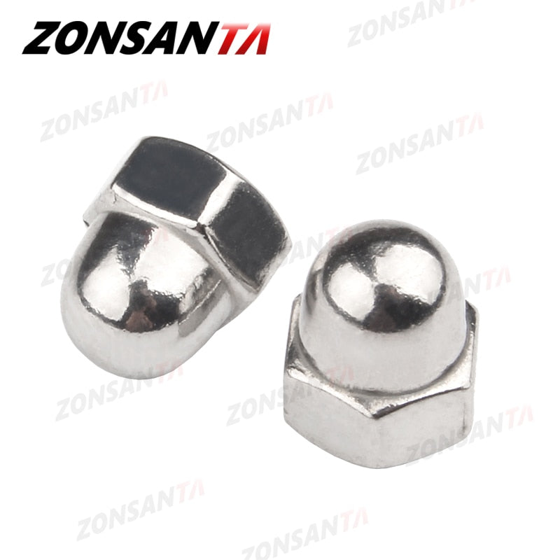 ZONSANTA Acorn Nuts M3 M4 M5 M6 M8 M10 M12 M14 M16 304 Stainless Steel Decorative Cap Blind Nuts Caps Covers Hex Dome Acorn Nut - KiwisLove