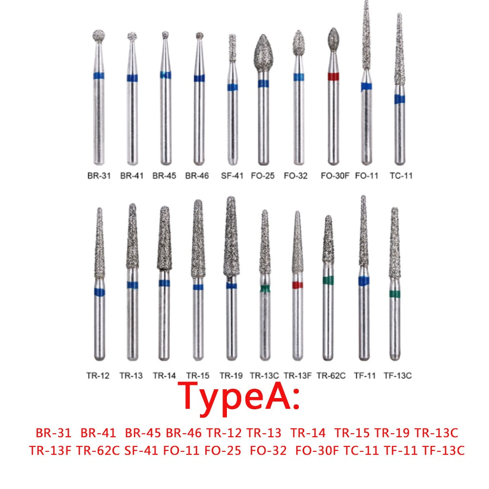 AZDENT 100pcs/20Boxes Dental Diamond Burs Drill for Teeth Porcelain Ceramics Composite Polishing High Speed Handpiece Dia.1.6mm - KiwisLove