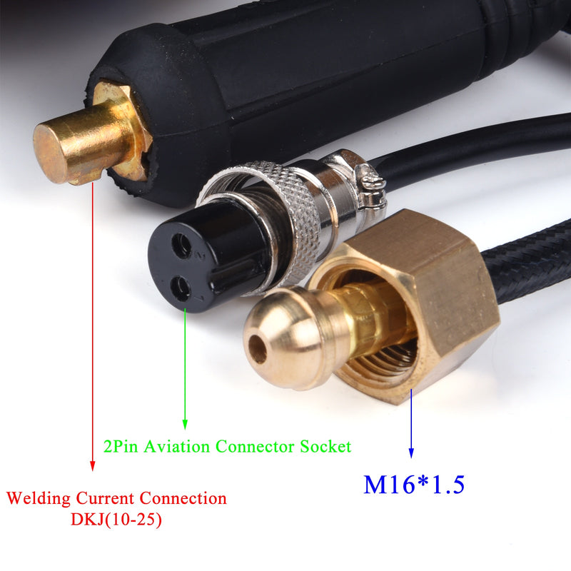 WP9 WP9FV TIG Welding Torch Gas Tungsten Arc Weld TIG Flexible Head Gas Valve Separated Type 3.7M 10-25 Euro Connector 12.1Ft - KiwisLove