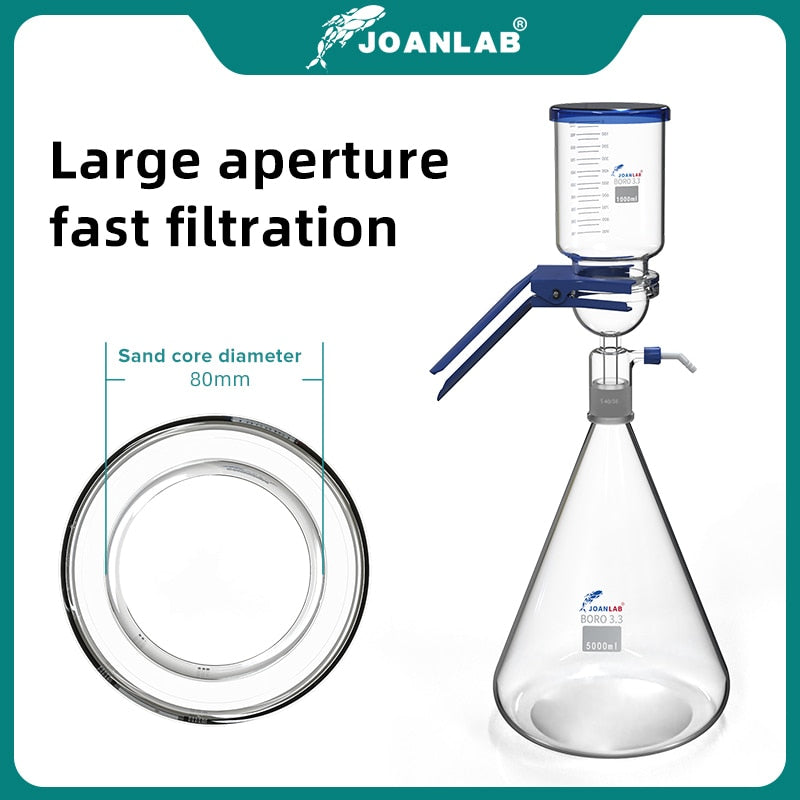JOANLAB 2L 5L Large Diameter Vacuum Filtration Apparatus Laboratory Glass Equipment Sand Core Liquid Solvent Membrane Filter - KiwisLove