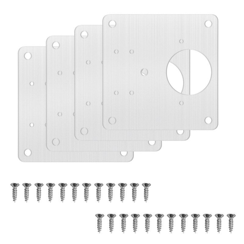 KAK Stainless Steel Cabinet Hinge Repair Plate 1-8 Pack Door Hinge Mounted Plate with Screws Furniture Hardware Accessories - KiwisLove