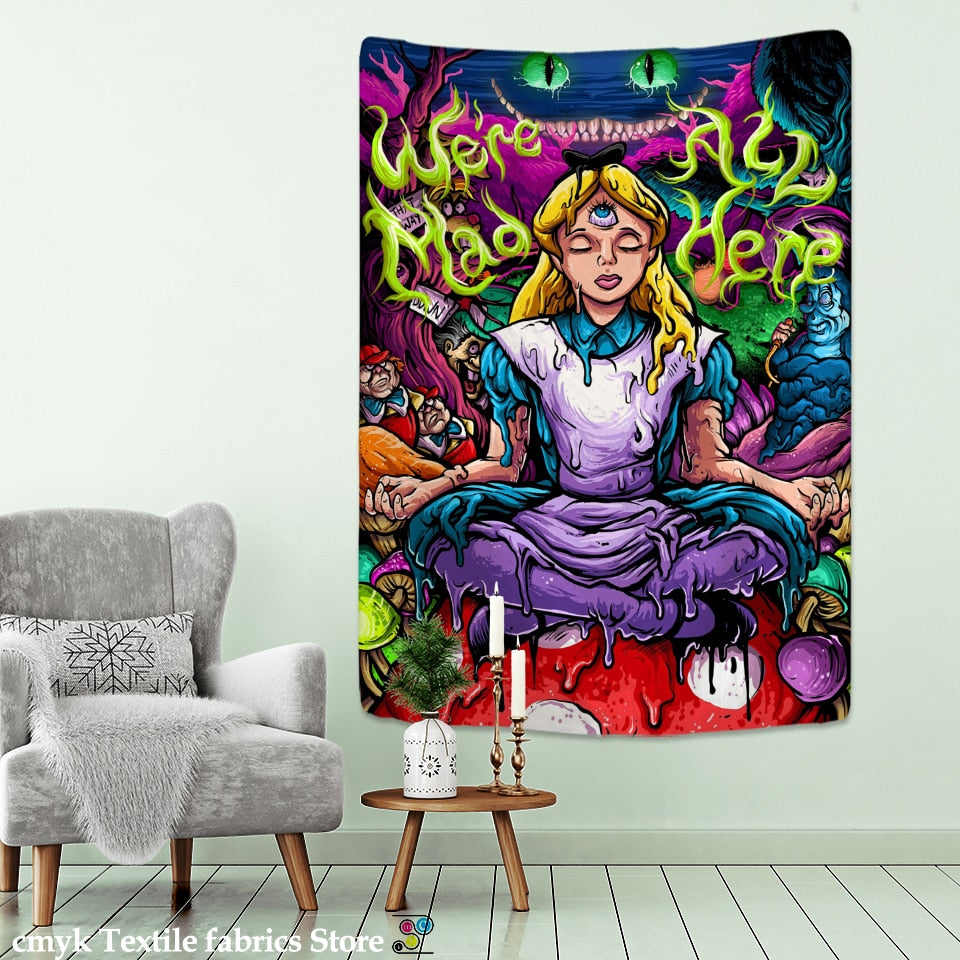 Anime Girl Tapestry Wall Hanging Magic Science Fiction Bohemian Hippie TAPIZ Room Dormitory Art Home Decor - KiwisLove