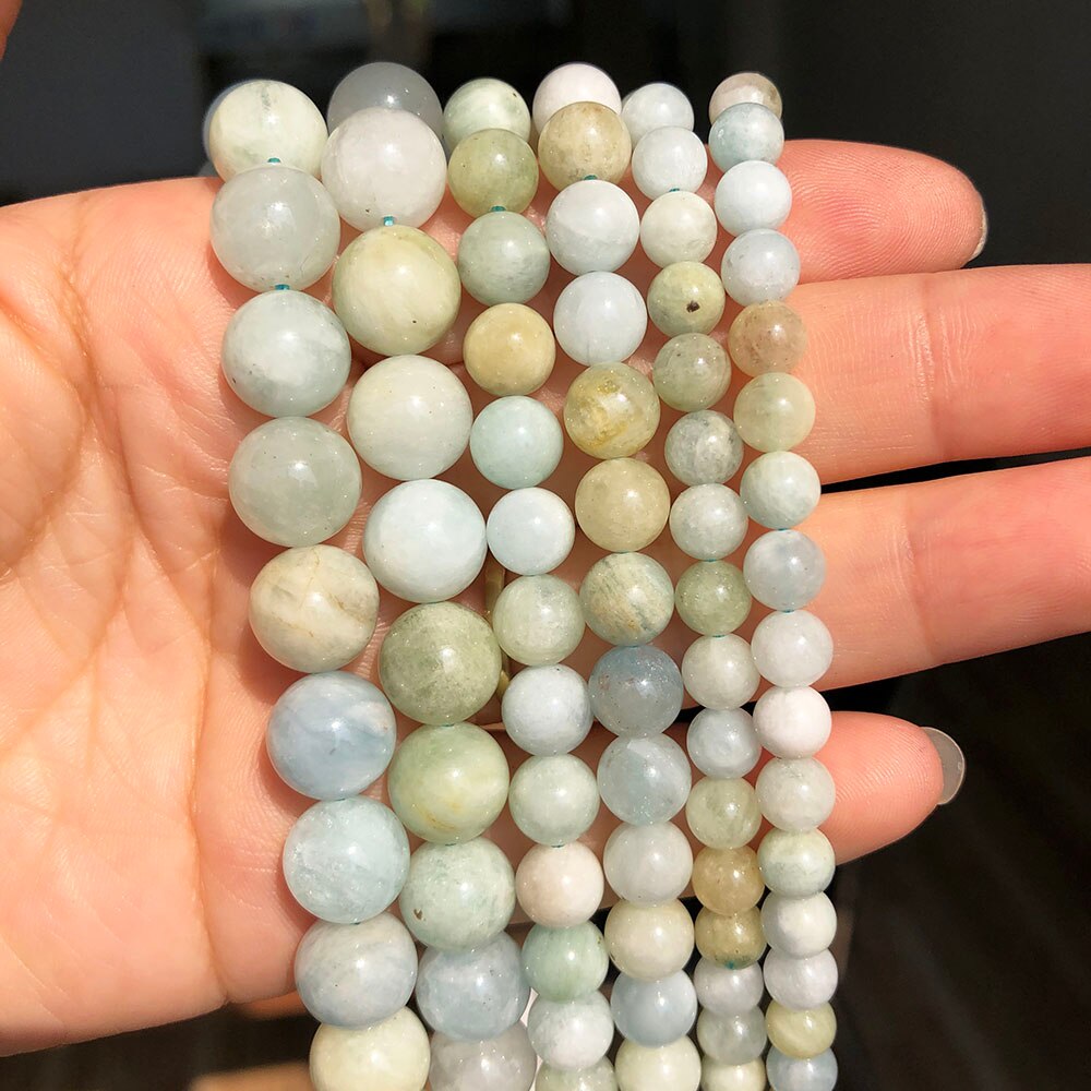 Natural Beryls Green Amazonite Gem Stone Beads for Jewelry Making Round Loose Spacer Bead DIY Bracelet Accessories 15&#39;&#39; 6 8 10mm - KiwisLove