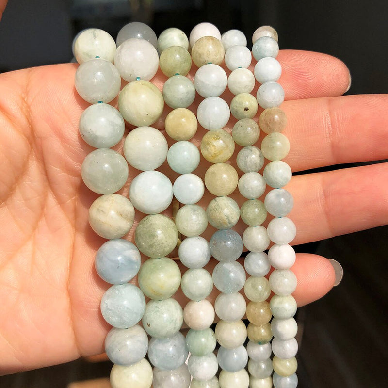 Natural Beryls Green Amazonite Gem Stone Beads for Jewelry Making Round Loose Spacer Bead DIY Bracelet Accessories 15&#39;&#39; 6 8 10mm