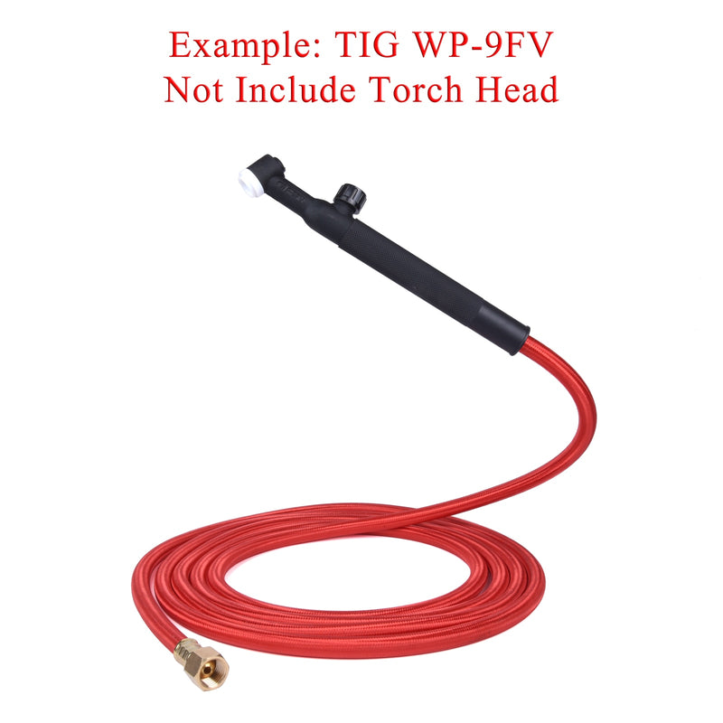 3.8/7.6m WP9 WP17 Series TIG Welding Torch Gas-Electric Integrated Red Soft Hose Cable Wires M16*1.5mm Connector - KiwisLove