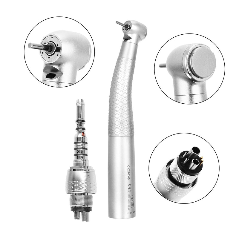 Dental LED Fiber Optic High Speed Push Button Handpiece 3 Way Spray 3 Air 6 hole Led Fiber Coupler - KiwisLove