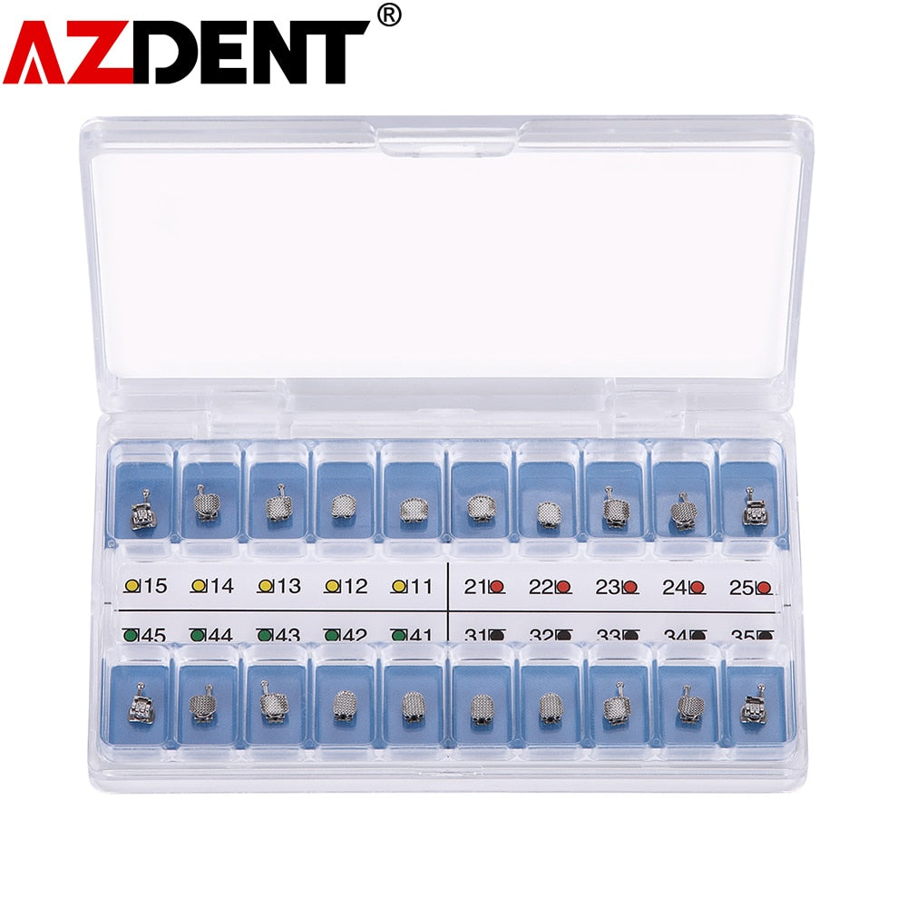 AZDENT Dental Metal Self-Ligating Brackets with Movable Hook Standard Turque Horizontal Auxiliary Slot Mesial Dista Adjustable - KiwisLove