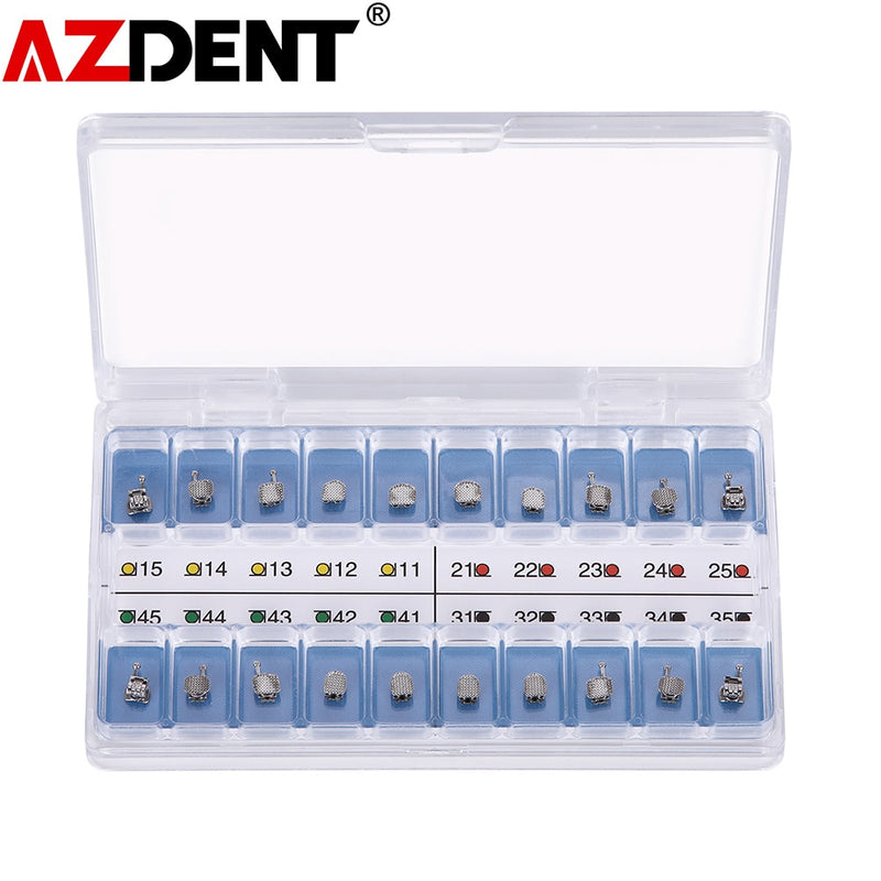 AZDENT Dental Metal Self-Ligating Brackets with Movable Hook Standard Turque Horizontal Auxiliary Slot Mesial Dista Adjustable - KiwisLove