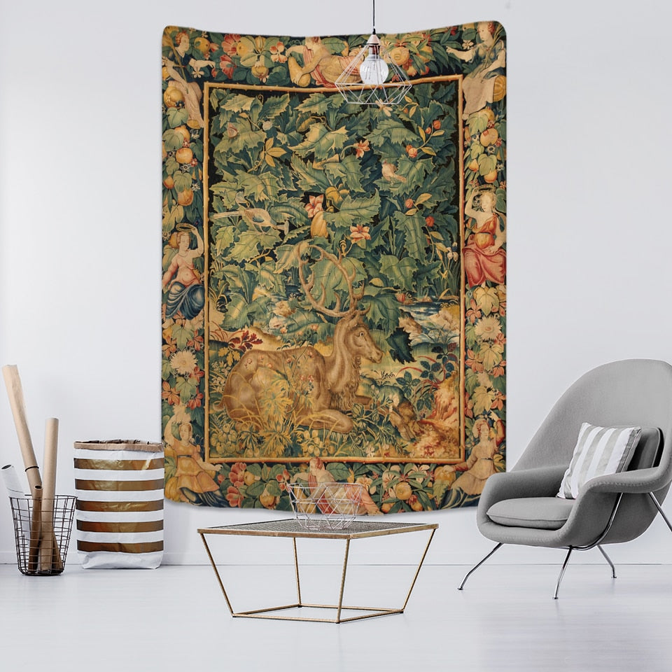 Abstract Floral Tapestry Pumpkin Lamp Night Sky Art Wall Hanging Living Room Bedroom Home Dormitory Decor - KiwisLove