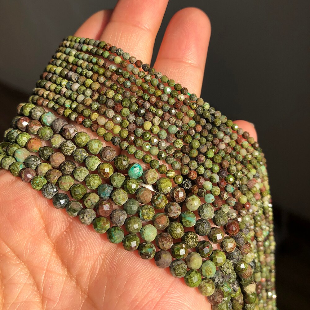 Natural Dragon Blood Jaspers Stone Beads Faceted Gem Beads for Jewelry Making DIY Bracelet Earrings Accessories 15&#39;&#39; 2 3 4mm - KiwisLove