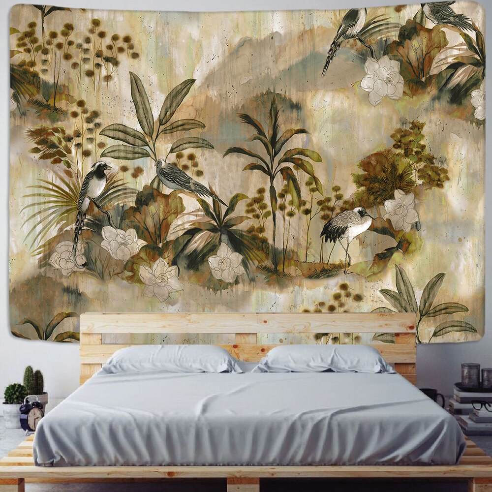 Tropical Plant Printed Tapestry Wall Hanging Nordic Ins Home Living Room Bedroom Fabric Hanging Painting Background Decoration - KiwisLove