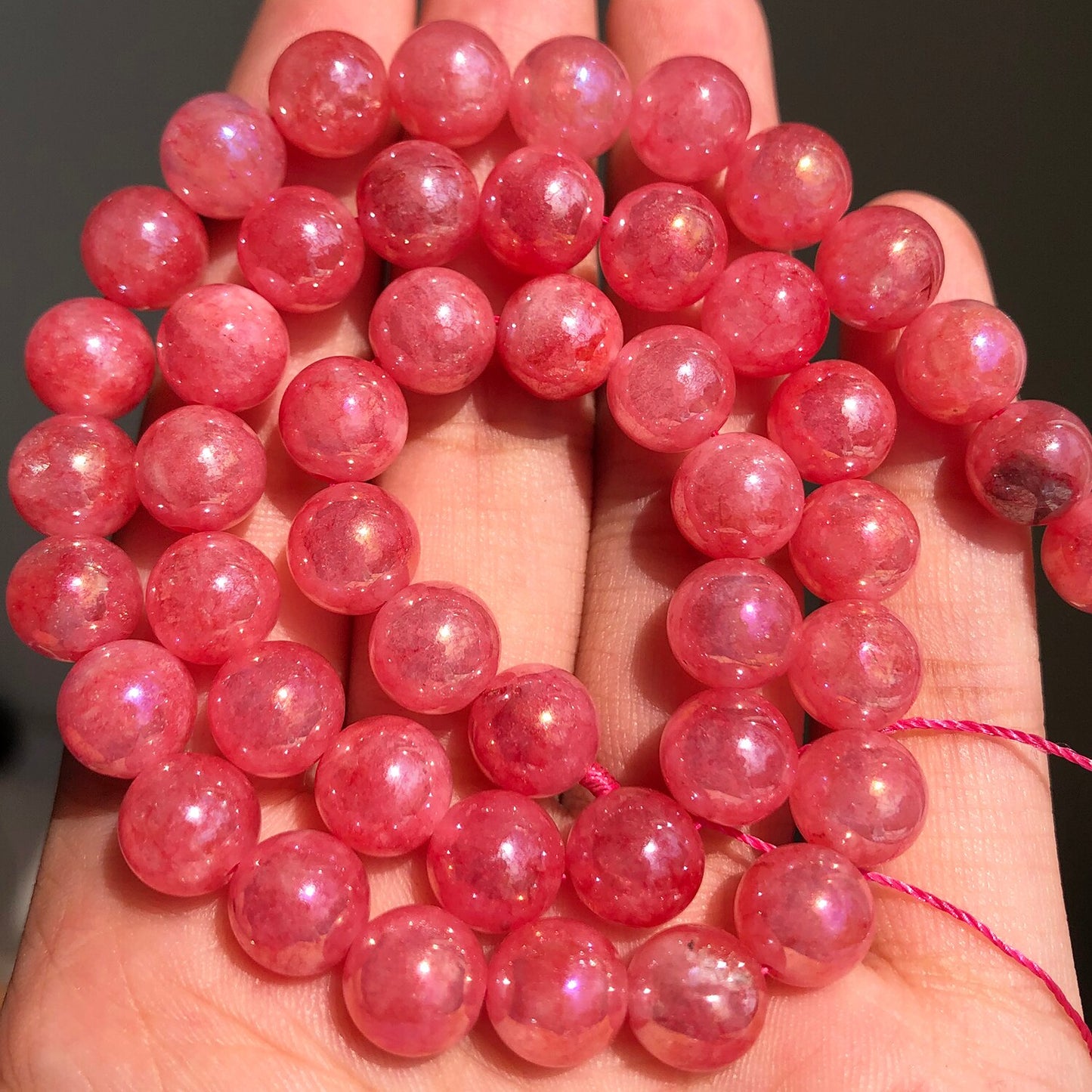 Natural Stone Pink Purple Blue Angelite Morganite Round Beads For Jewelry Jade Beads Making DIY Handmade Bracelet Neckalce 15&#39;&#39; - KiwisLove
