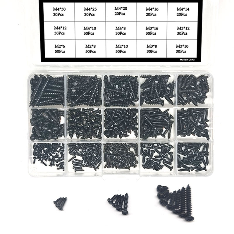 ZONSANTA 460Pcs M2 M3 M4 Phillips Round Head Self tapping Screw Set Stainless steel Pan Head Wood Screws Assortment Kit - KiwisLove