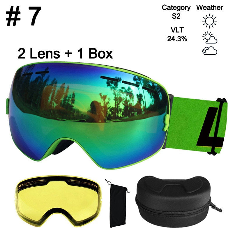 LOCLE Anti-fog Ski Goggles UV400 Ski Glasses Double Layers Skiing Snowboard - KiwisLove