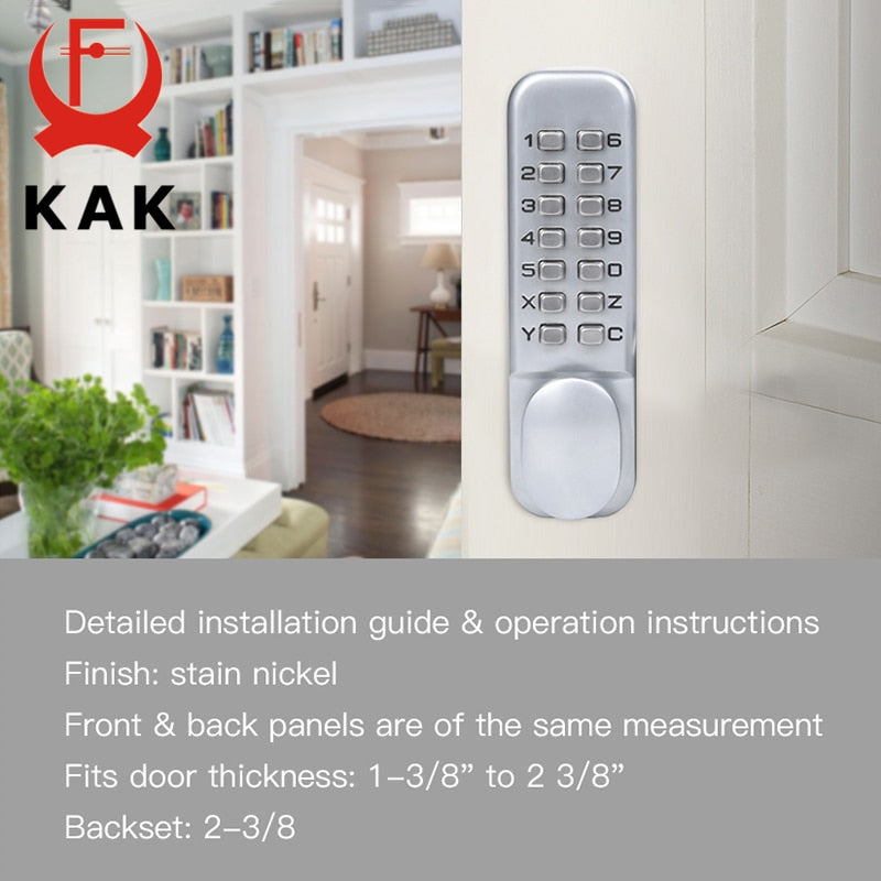 KAK Zinc Alloy Keyless Security Lock Anti-theft Door Lock Hardware Water-proof Mechanical Strongbox Password Safe Lock - KiwisLove