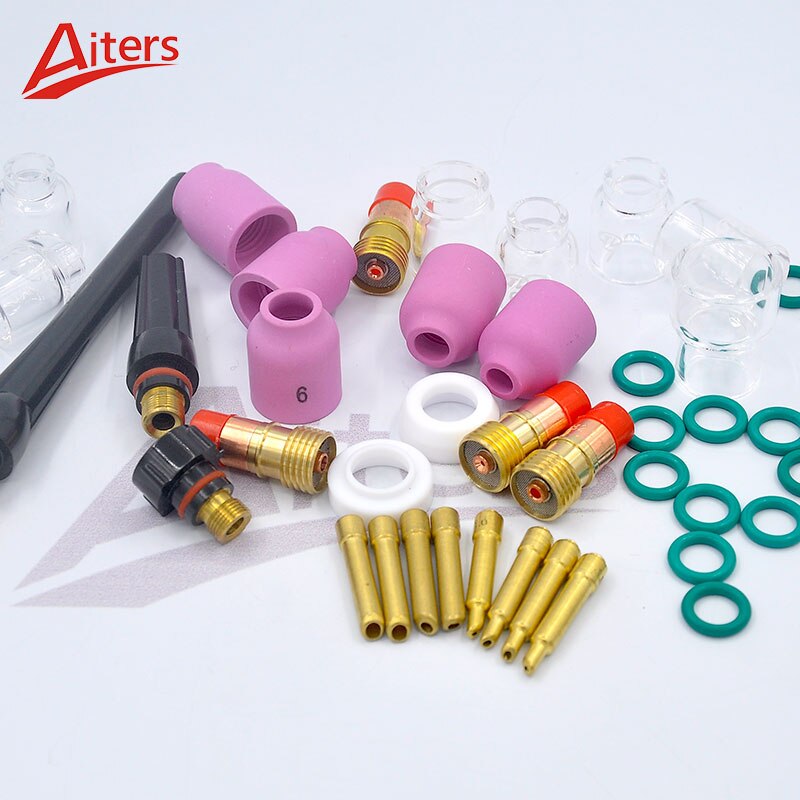 Collet Body Pyrex Glass Cup 41Pcs kit Stubby Gas Lens Welding Accessories Use For TIG Torch WP-17/18/26 - KiwisLove