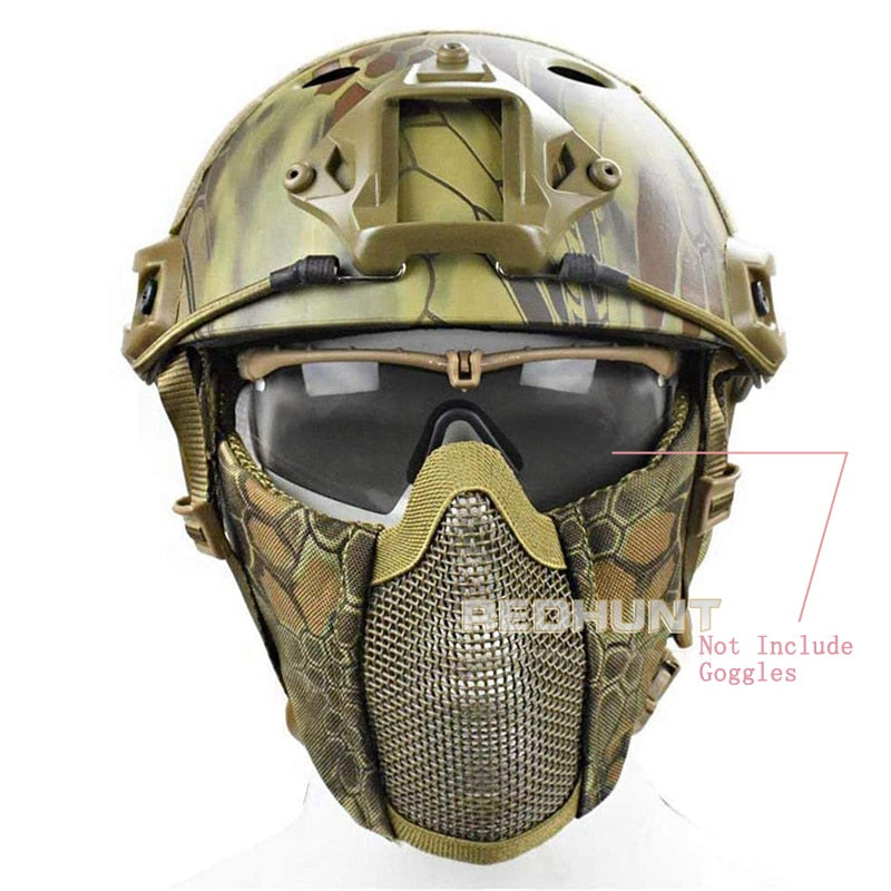 Tactical Helmet Mask Cs Airsoft Paintball Army War Game Motorcycle Hunting Solid Color Fast Helmet - KiwisLove