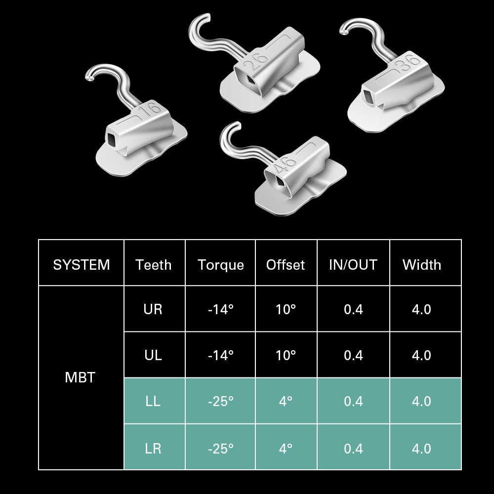 5 Kits AZDENT Dental Orthodontic 1st Mola Single Bondable Non-Convertible Roth/MBT 0.022 Buccal Tube with Sliding Crimpable Hook - KiwisLove