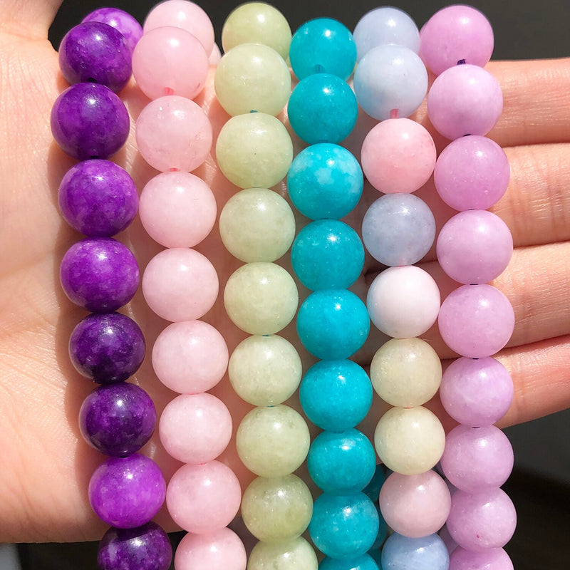 Natural Stone Colorful Morganite Jades Loose Round Spacer Beads 6 8 10mm For Jewelry DIY Making Bracelet Accessories 15inches - KiwisLove