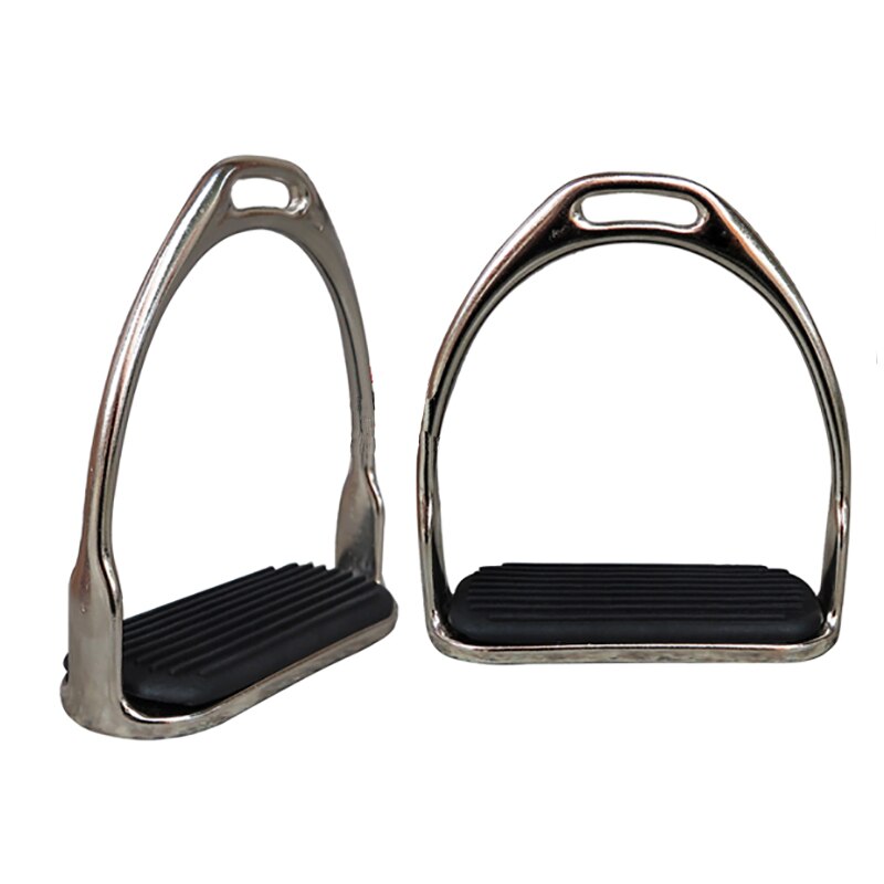 1 Pair Stainless Horse Stirrup Equestrian Stirrups Horse Racing Equipment Anti-slip Rubber Treads - KiwisLove